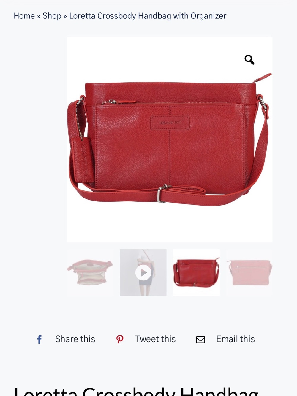 Red Crossbody Handbag with Organizer